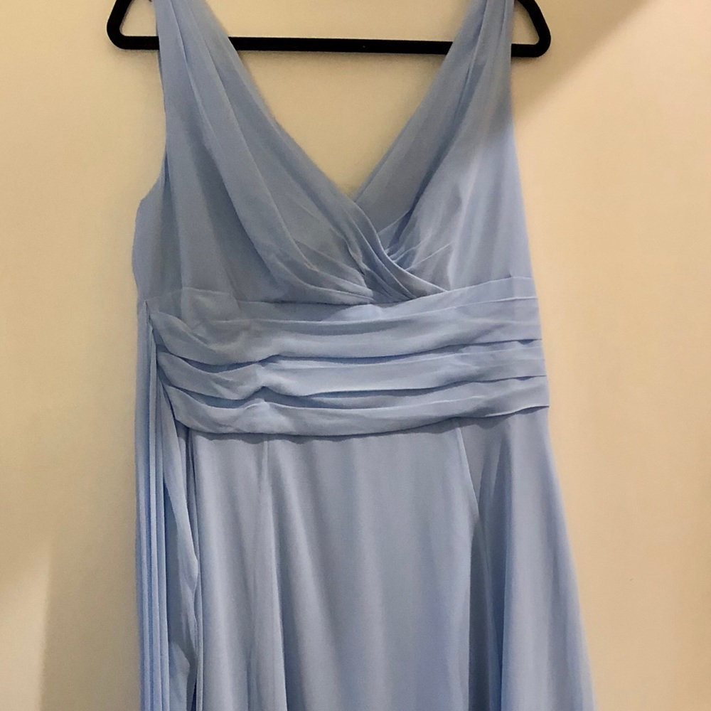 Floor length ice blue chiffon dress